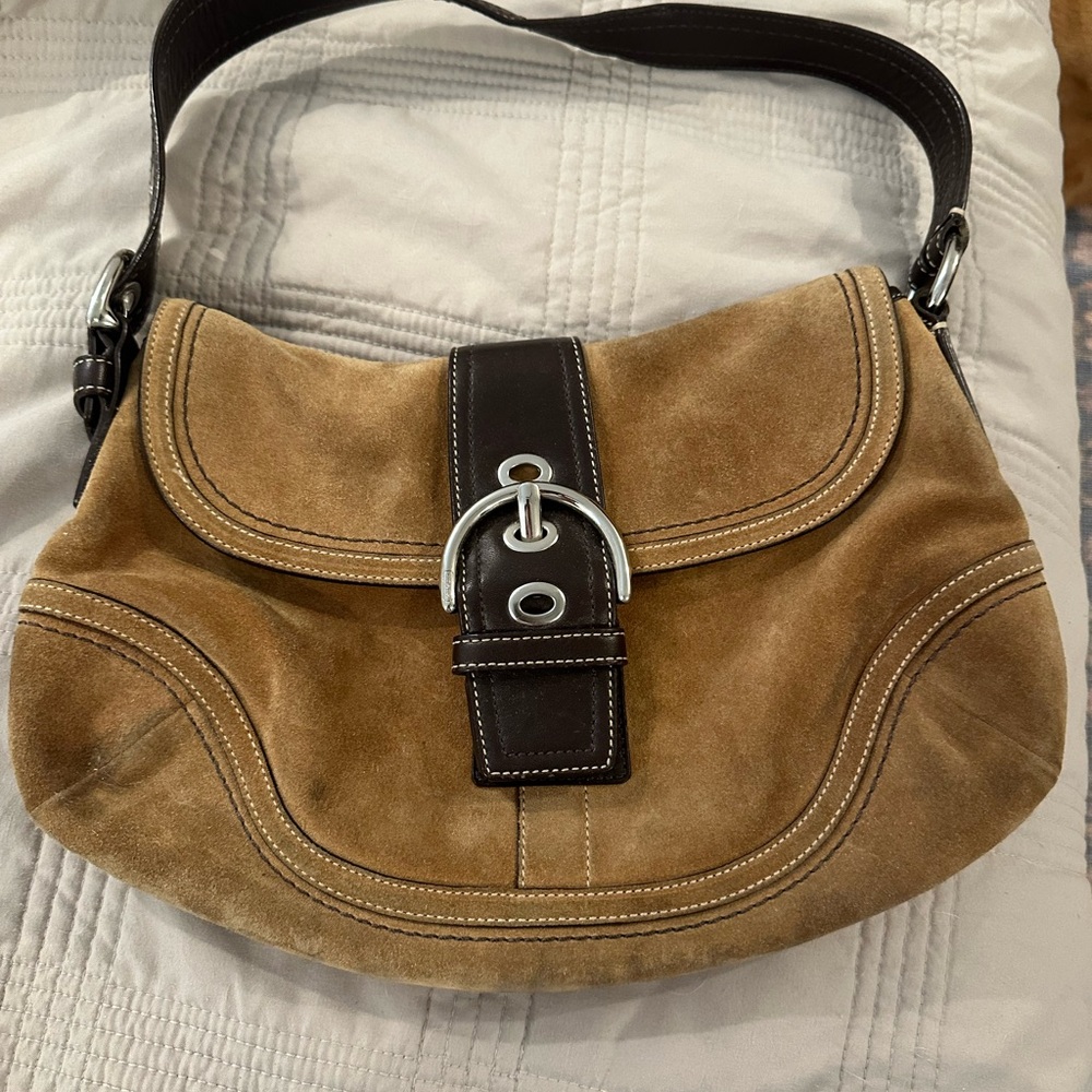 Vintage Coach Suede Brown Shoulder Bag